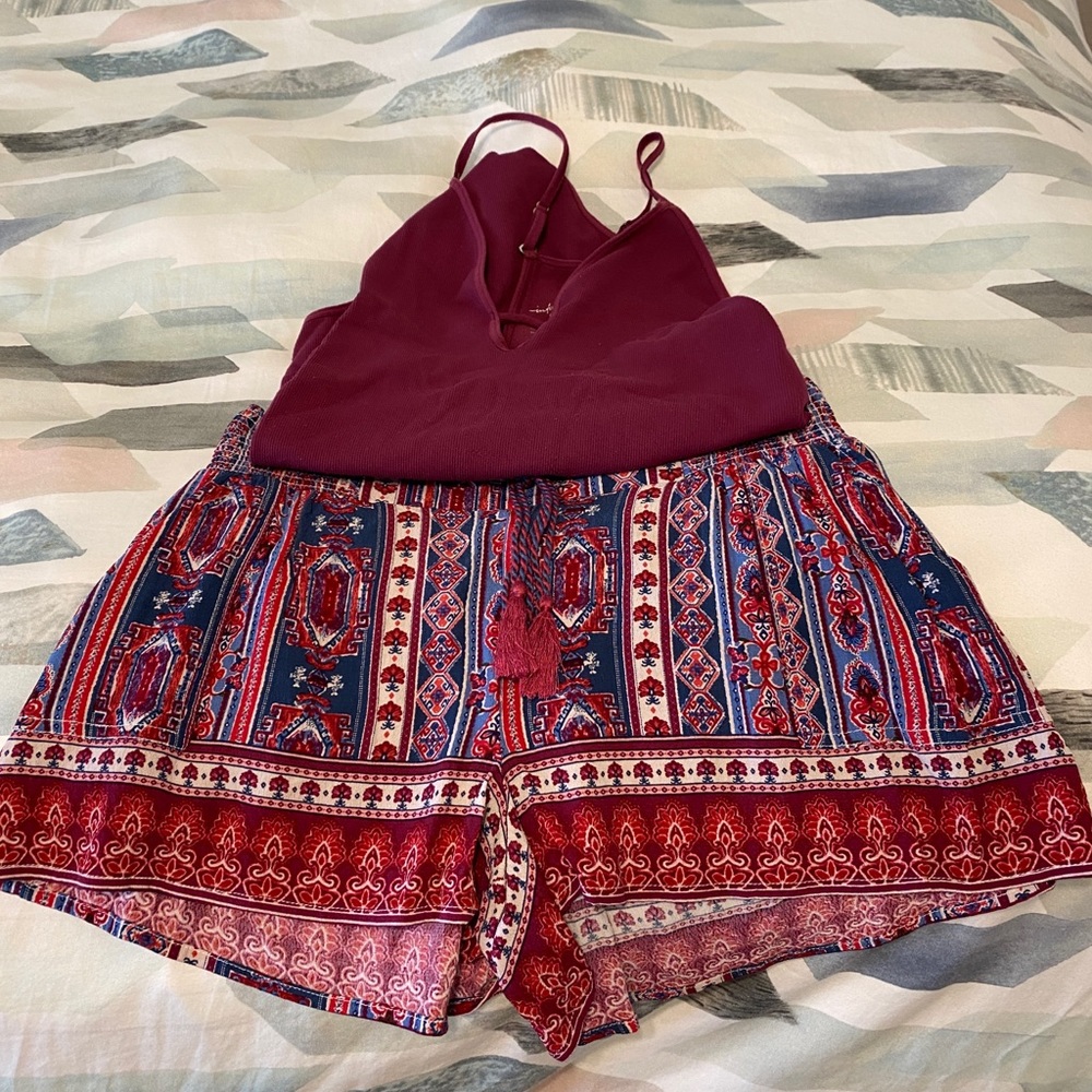 High waisted shorts and body suit set